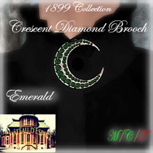 ~CdE~ 1899 Crescent Diamond Brooch EMERALD