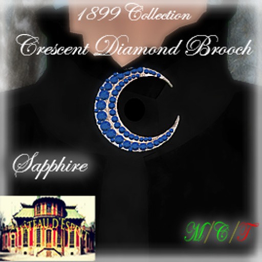 ~CdE~ 1899 Crescent Diamond Brooch SAPPHIRE