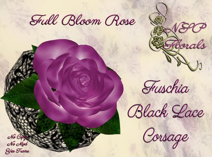 NSP Fullbloom Rose Corsage Black Current W Lace
