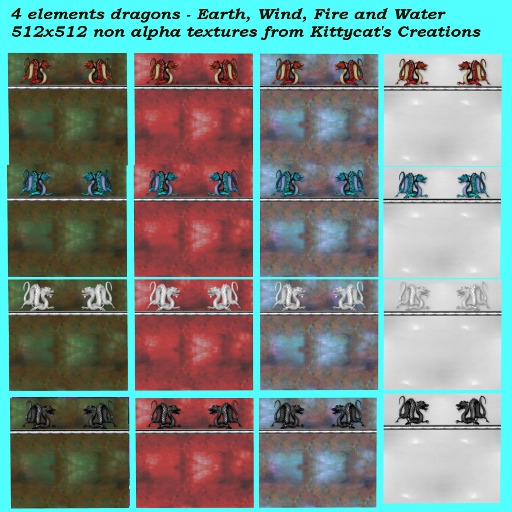 4 elements dragons on pottery box