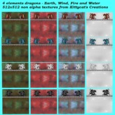 4 elements dragons on pottery box