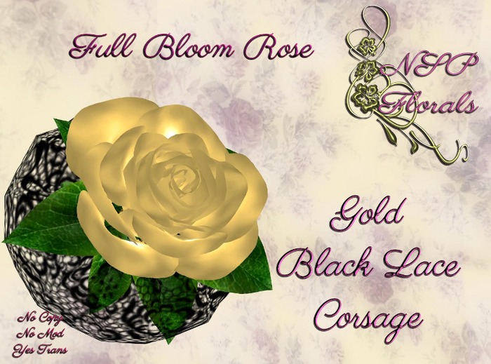 NSP Fullbloom Rose Corsage Black Current W Lace