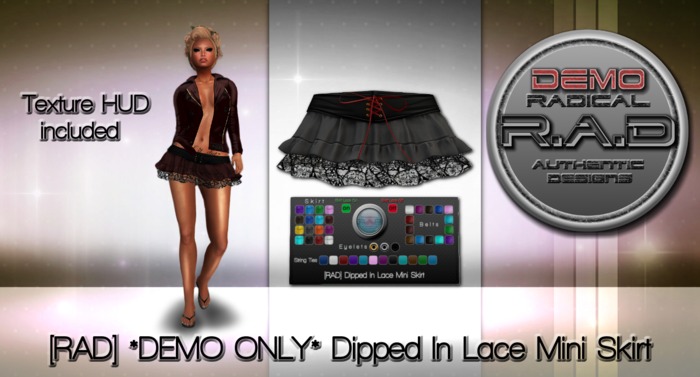 ** DEMO ONLY ** [RAD] Dipped In Lace Mini Skirt