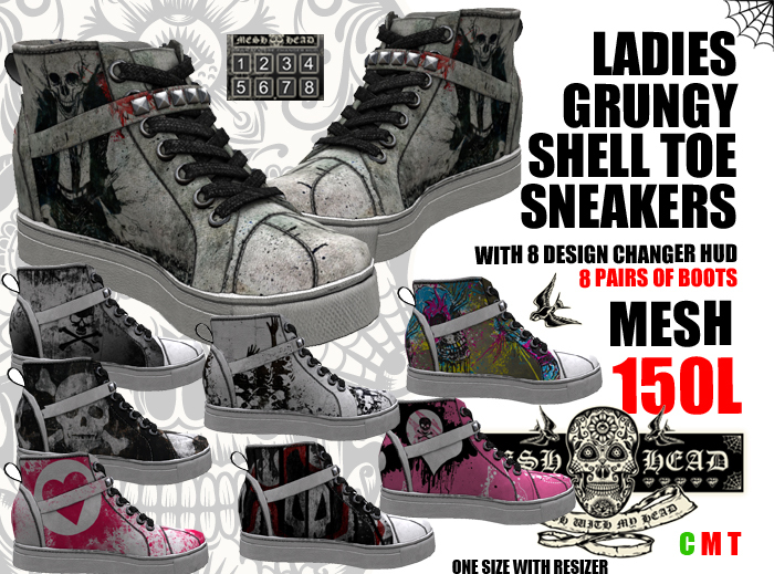 Mesh Head - Grungy Shell Toe Sneakers