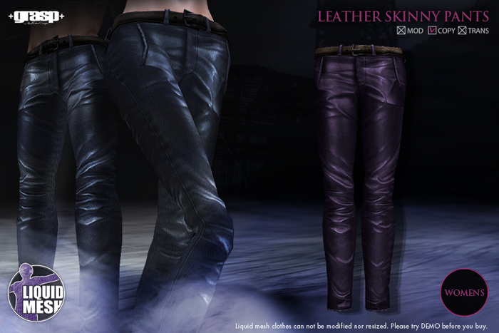 +grasp+/Leather skinny pants(LQ)/Purple/Womens