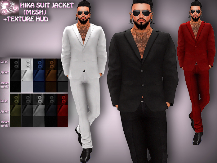 N1CO Hika Jacket (no Shirt) + Texture HUD (mesh) BAGGED