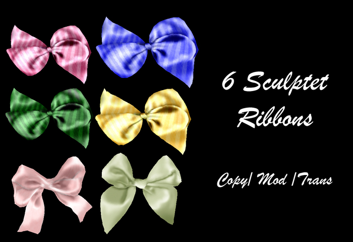 6 Different Sculpted Accessory Bow / Ribbon