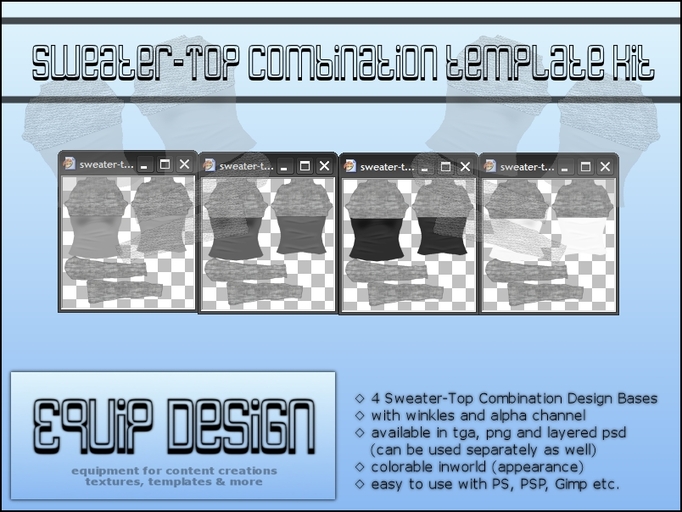 Sweater-Top Combination Template Kit (tga, png, psd) over 50% OFF