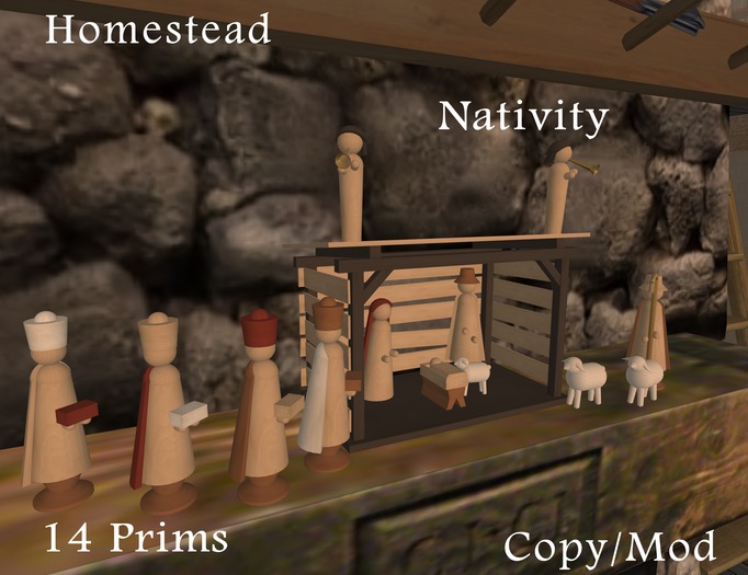 Homestead~Wood Carved Nativity