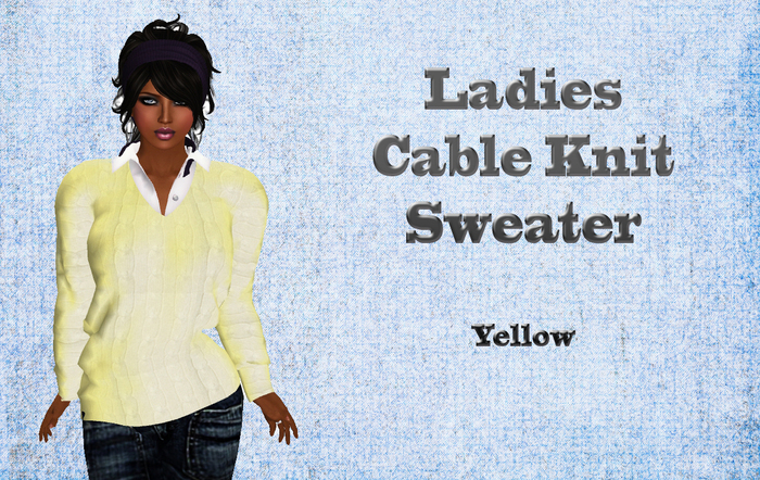 Ladies Mesh Cableknit Sweater White