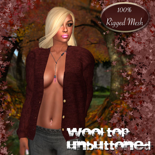mesh wool top unbuttoned red