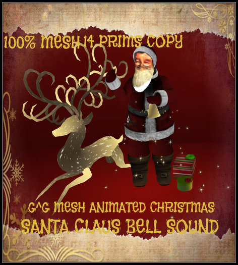 G^G MESH ANIMATED CHRISTMAS SANTA CLAUS BELL SOUND