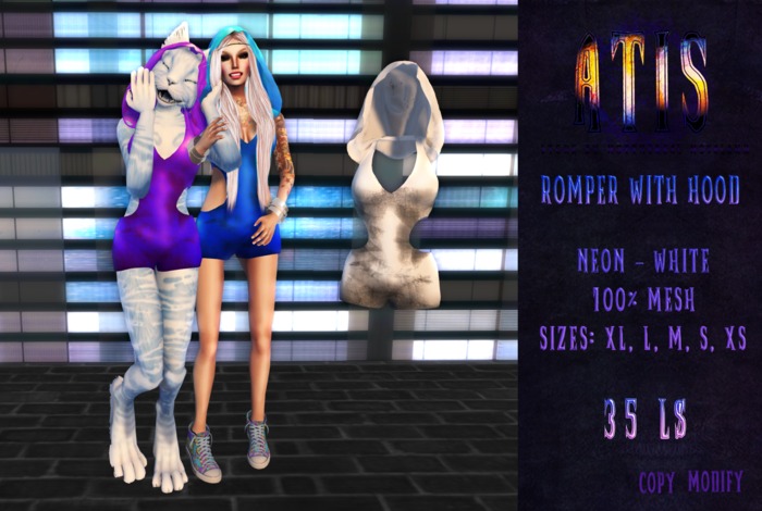 ~ Atis ~ Romper with hood {Neon White}BOX