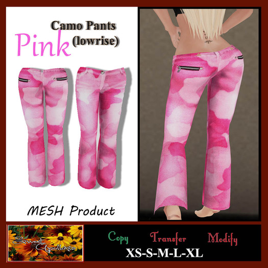 *Sweet Apollonia* PINK camo Lowrise Pants MESH