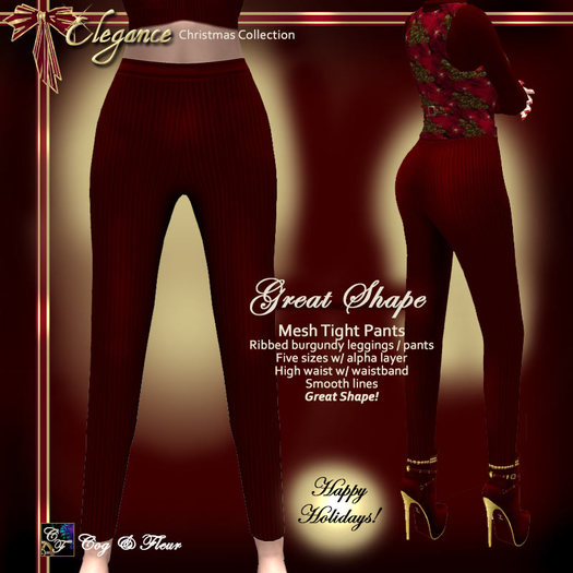 C&F Mesh Ribbed Leggings - Burgundy