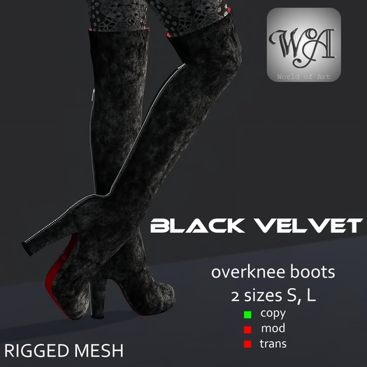 WoA black Overknee rigged Boots