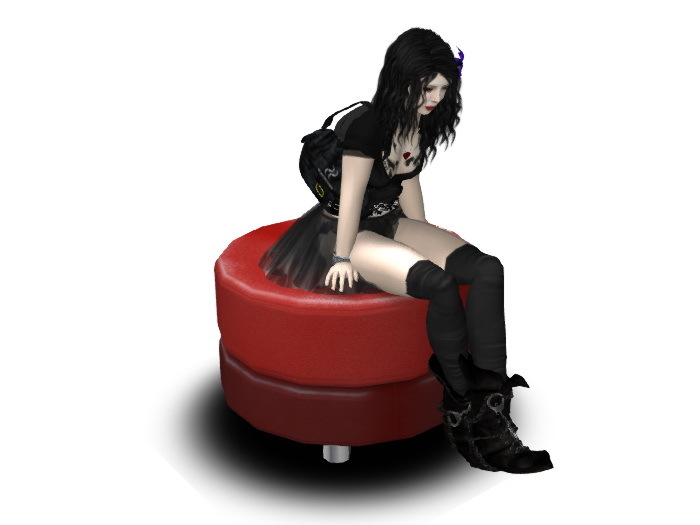 Red Leather Round Ottoman Footrest MT