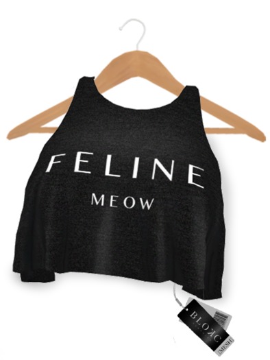 BLOKC Sleeveless Cropped Tank - MESH BLACK FELINE White