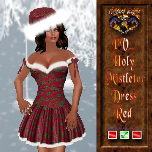 PV_Satin Holy Mistletoe Dress Red