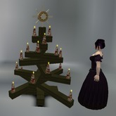 Cardinal Candle Dark Green Cross Base Wooden Mesh Xmas Tree box