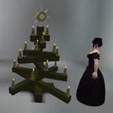 Holly Candle Dark Green Cross Base Wooden Mesh Xmas Tree