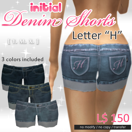 [Y.M.X.] initial denim shorts H