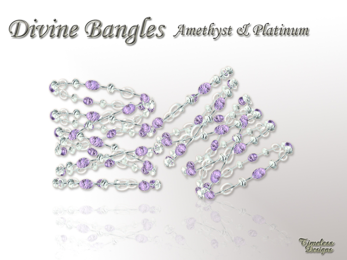 Divine Bangles - Amethyst/Platinum  BOXED