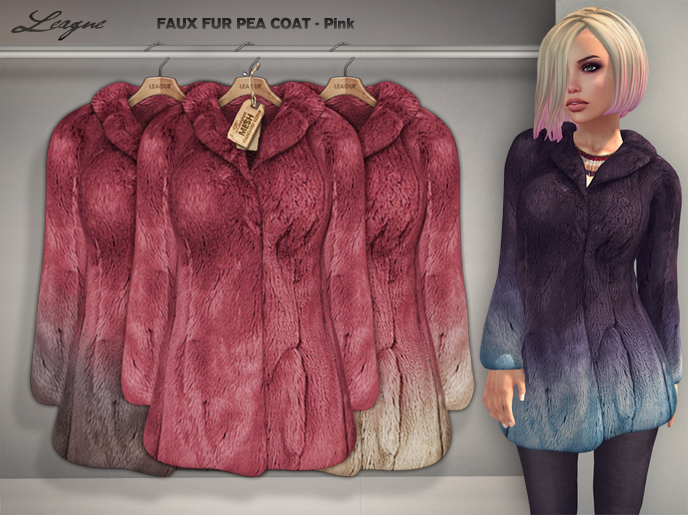 *League* Faux Fur Pea Coat -Pink
