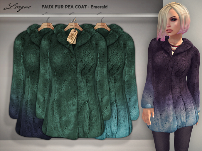 *League* Faux Fur Pea Coat -Emerald