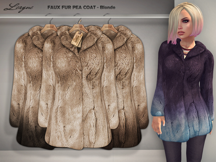 *League* Faux Fur Pea Coat -Blonde