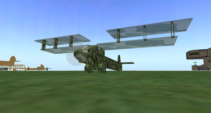 1914 Gerrard Military "Spotter" Observer Biplane w/Fabric Wings Camouflaged for Combat NOT ARMED -- Only 32 Prims