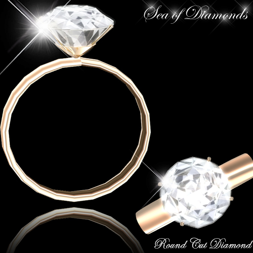 Ring - Round Cut Diamond Gold Ring Engagement Ring (box)