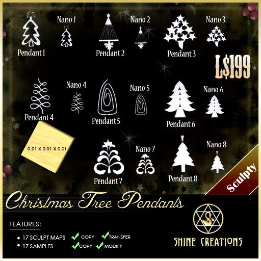 Sculpted Christmas Tree Pendants