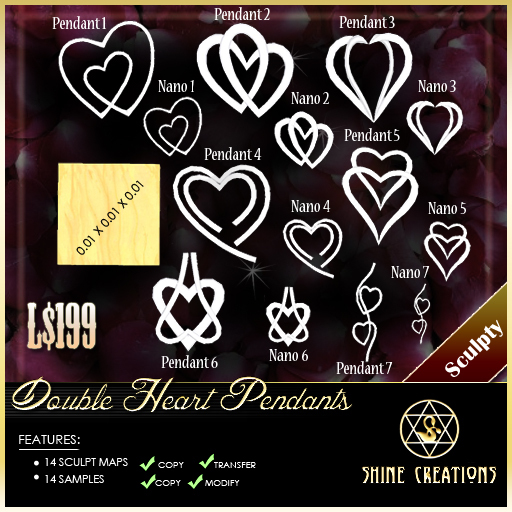 Sculpted Double Heart Pendants