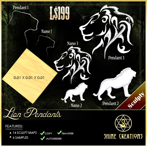 Sculpted Lion Pendants
