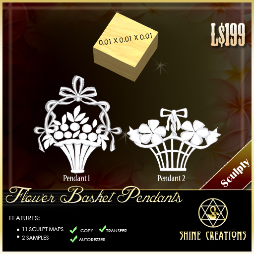 Sculpted Flower Basket Pendants