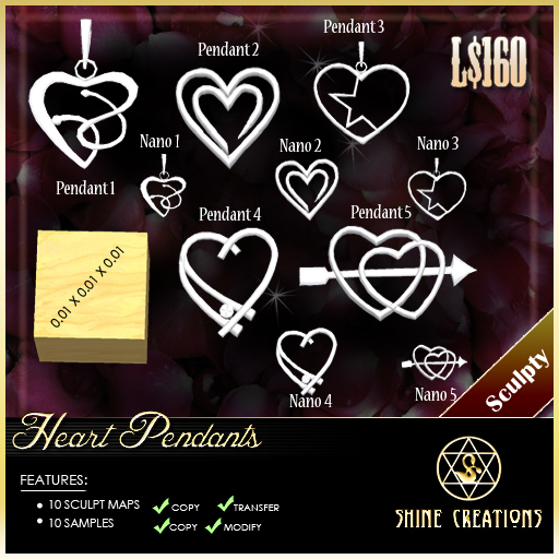 Sculpted Heart Pendants