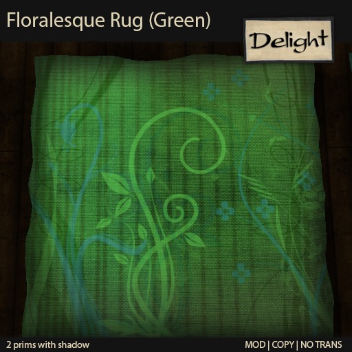 ~Delight~ Floralesque Rug (Green)