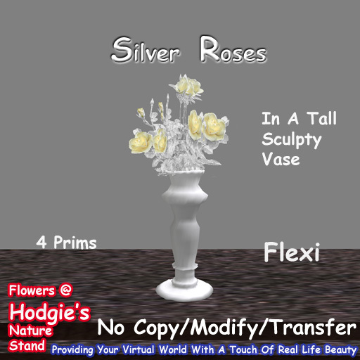 Hodgie's Flowers & Plants  --  Roses (Silver)Flexi In Tall Vase  for Wedding