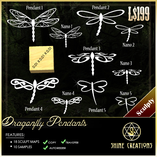 Sculpted Dragon Fly Pendants