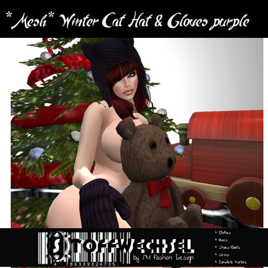[Stoffwechsel] *Mesh* Winter Cat Hat + Gloves purple