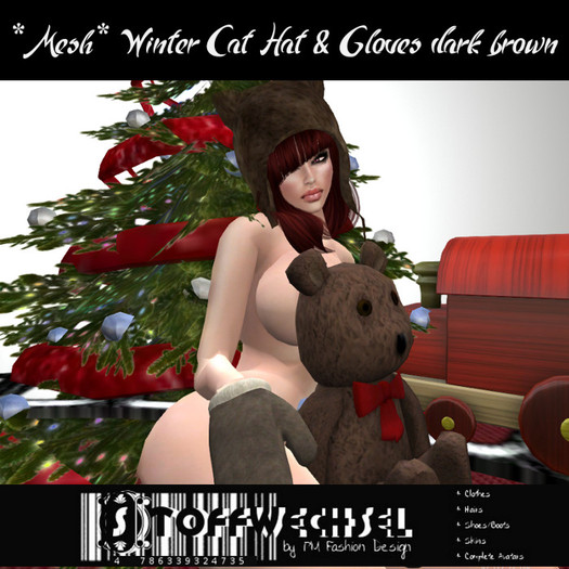 [Stoffwechsel] *Mesh* Winter Cat Hat + Gloves dark brown