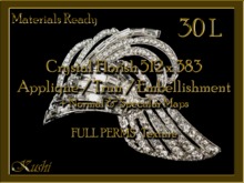*Kushi* Crystal Flourish 512 x 383 Applique / Embellishment / Trim with Alpha Full Perms Materials Ready