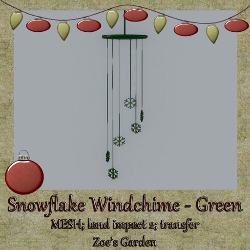 *ZG* Snowflake Windchime - Green