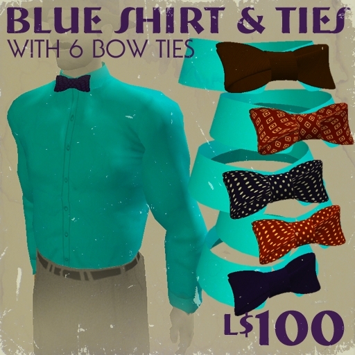 Swank Blue Shirt & Bow Ties