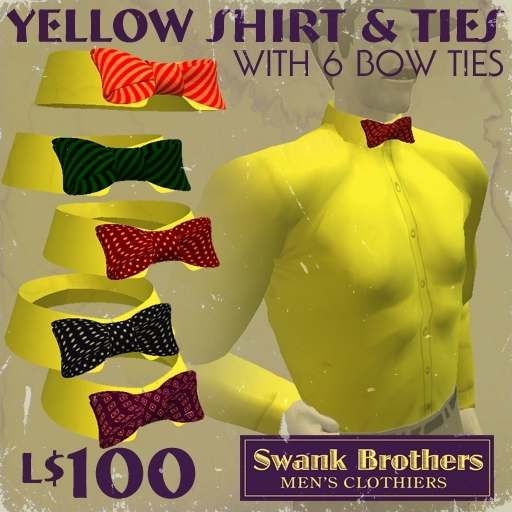 Swank Yellow Shirt & Bow Ties