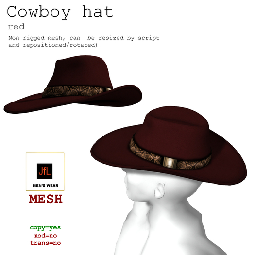 JfL Cowboy hat, mesh, red boxed