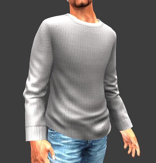 Crew Neck Mesh Sweater-Ribbed Gray