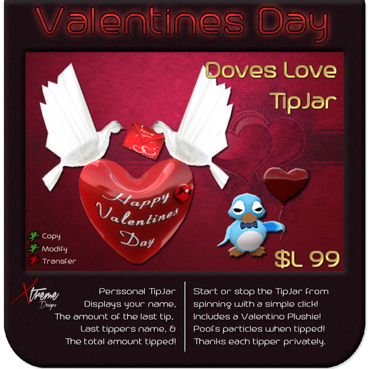 ♥♥♥ Dove Love TipJar ♥♥♥ Valentine’s Day