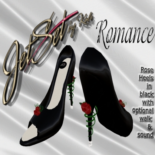 JET SET "ROMANCE ROSE HEELS in black